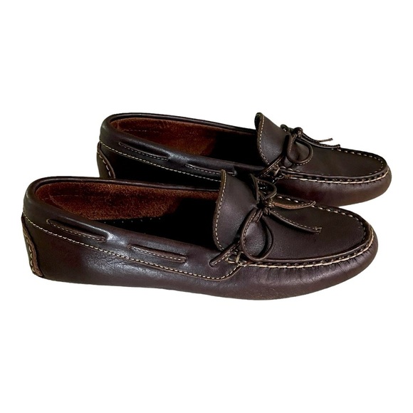Cole Haan Brown Leather Driver Loafers | Bow Detail Moc Toe Slip-On | Size 6.5 - Picture 2 of 10